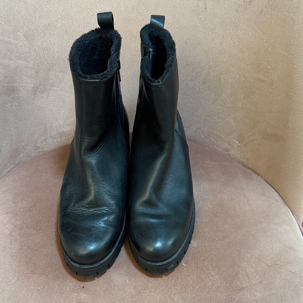 Black Leather Ankle Boots